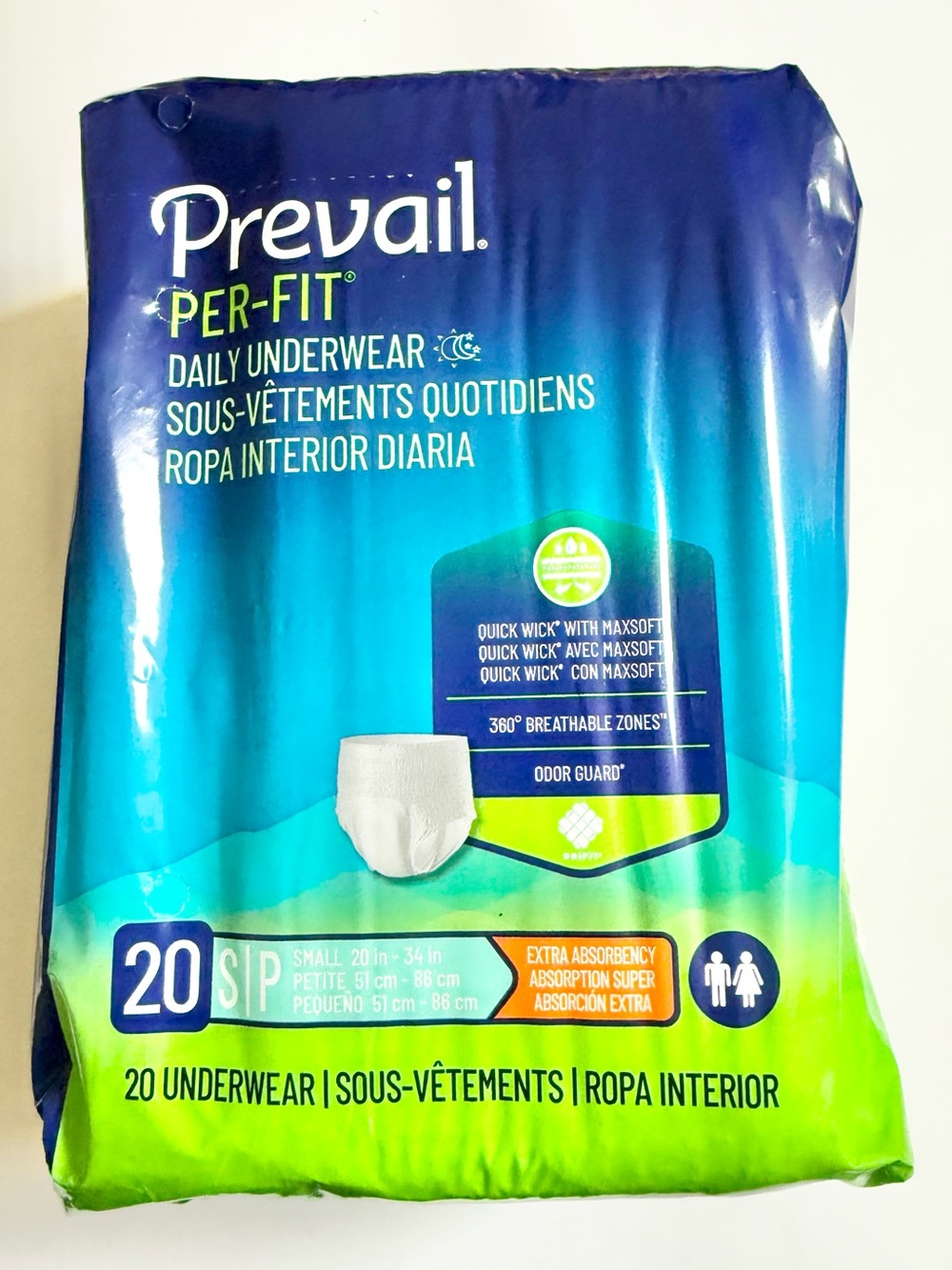 Prevail Per-Fit Daily Underwear Adult Incontinence Unisex Small 20 Count